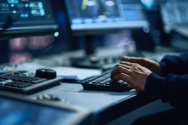 Ein Programmierer tippt auf einer Tastatur