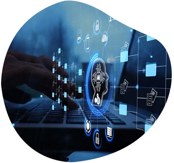 "AI"-Symbol für künstliche Intelligenz schwebt über einer Tastatur