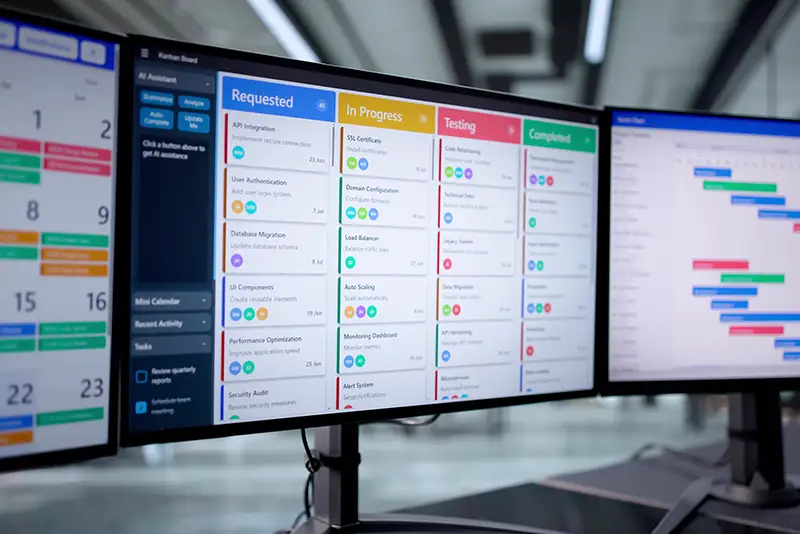 Projektpläne auf mehreren Screens