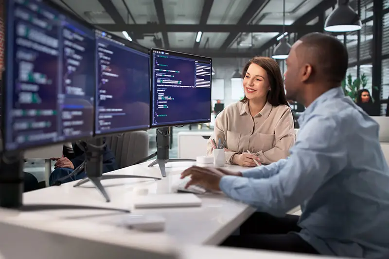 Developer bei der Besprechung